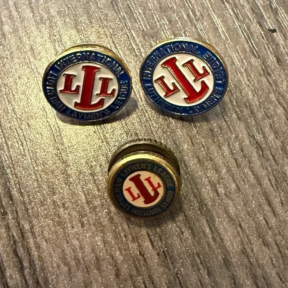 Lot of 3 Vintage LLL Lutheran Laymen’s League Enamel Lapel Pins – Red White blue
